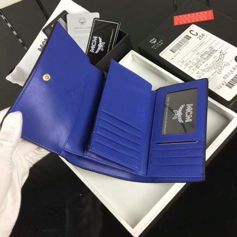 Buy Replica MCM Three Fold Wallet in Visetos 019 (Black) - Buy Designer ...