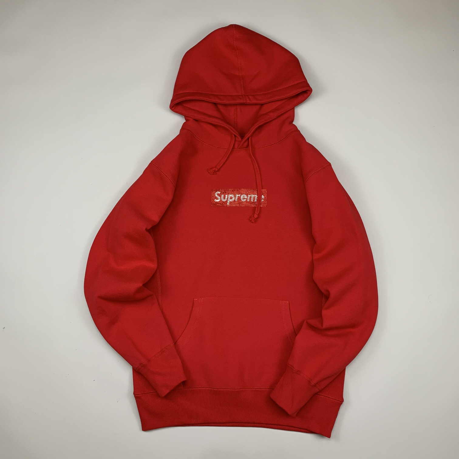 Buy Replica Supreme x Swarovski Box Logo Hooded Sweatshirt Red - Buy ...