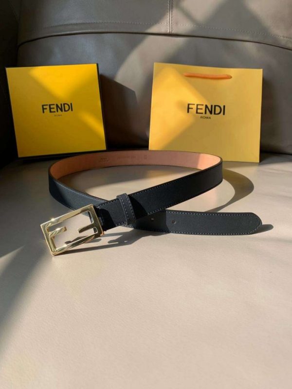 Buy Replica Fendi 30MM Black leather belt in Baguette Gold Buckle 009 ...