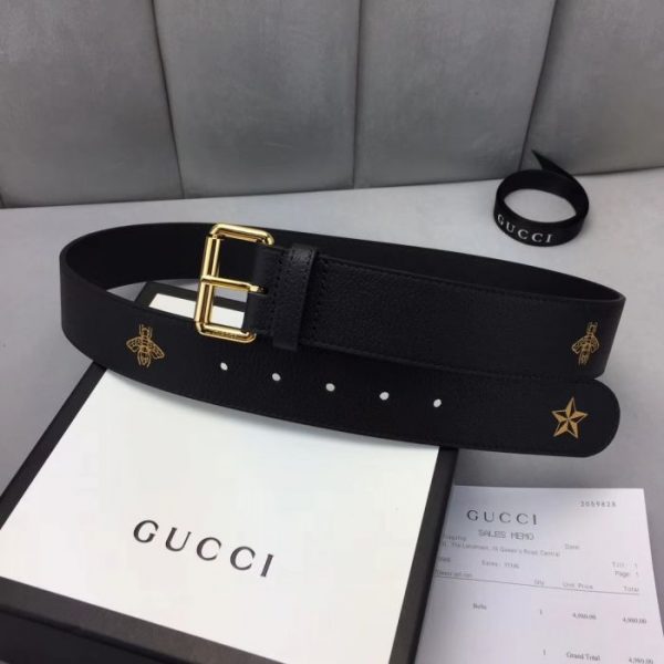 Buy Replica Gucci 40MM Bees And Stars Belt With Gold Buckle 007 - Buy ...