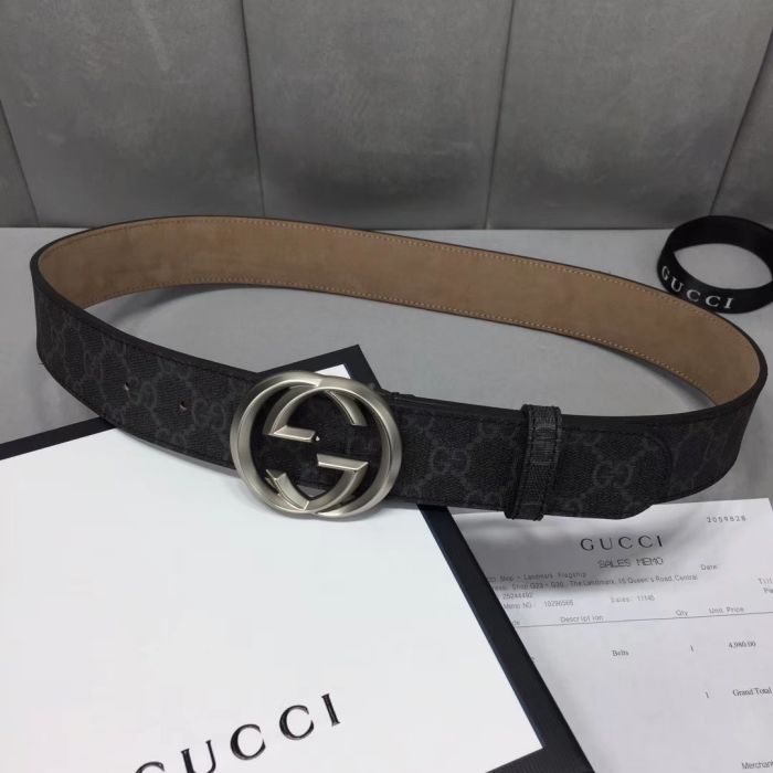 Buy Replica Gucci 40MM GG Supreme Belt With G Silver Buckle 009 - Buy ...