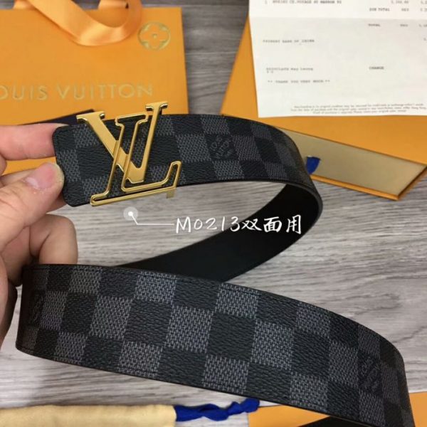Buy Replica Louis Vuitton 40MM REVERSIBLE BELT Blue with Gold Buckle ...