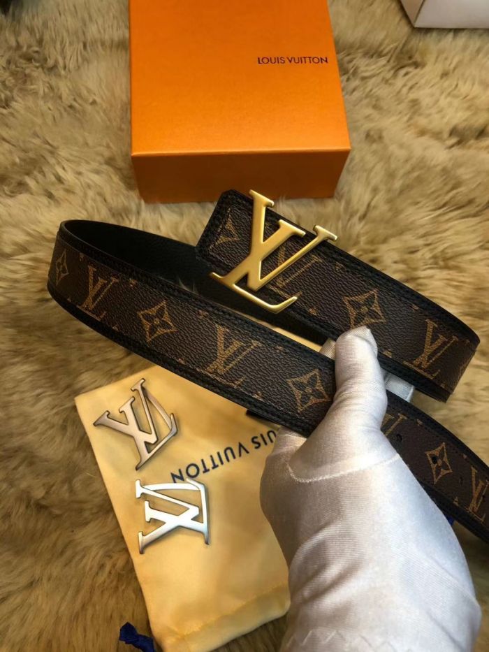 Buy Replica Louis Vuitton MP205U 40MM LV Shape Patchwork Belt With Glod ...