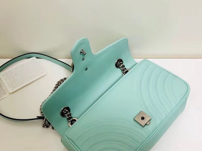 Buy Replica Gucci GG Marmont small shoulder bag 443497 pastel green ...