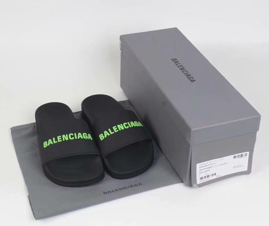 Buy Replica Balenciaga Pool Slide Sandal Black And Green - Buy Designer