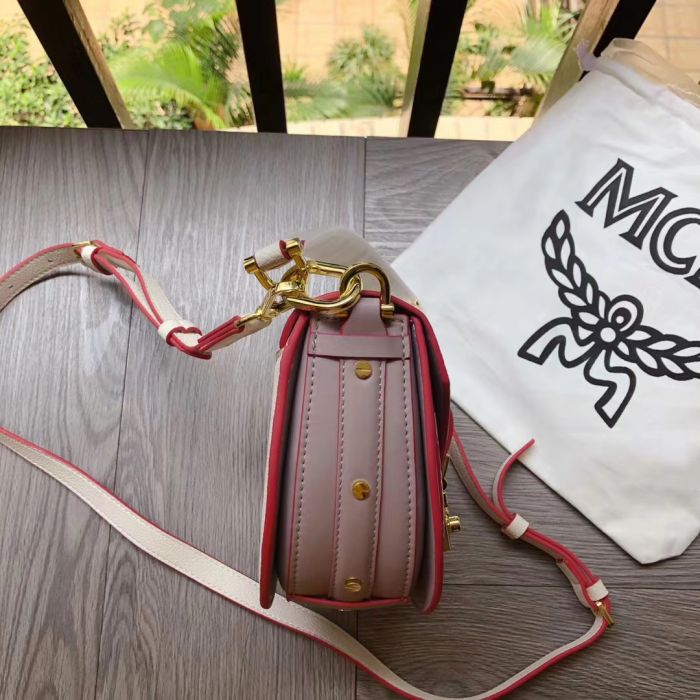 Buy Replica MCM Patricia Shoulder Bag in Visetos (White and Pink) 142 ...