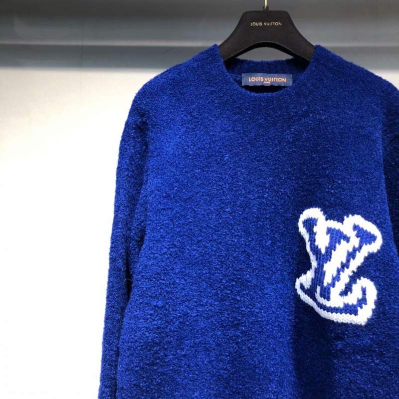 Buy Replica Louis Vuitton Lv Intarsia Crewneck Sweater Blue - Buy ...