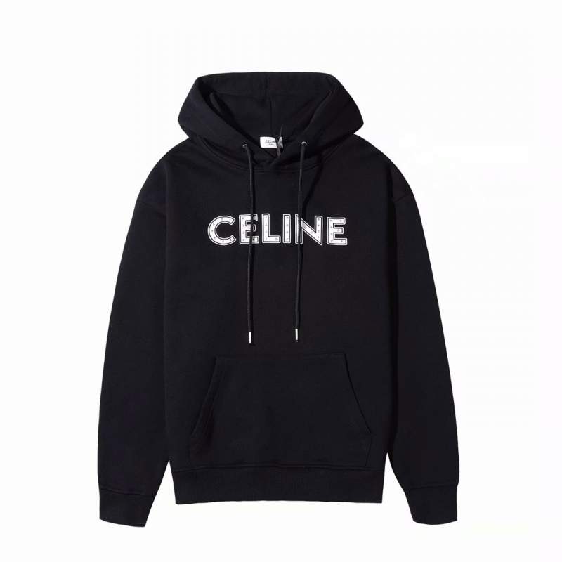 Buy Replica Celine Logo Cotton Hoodie Sweatshirt Black - Buy Designer ...