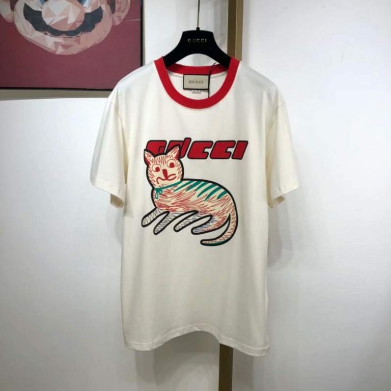 Buy Replica Gucci Off-White Cat Print Oversize T-Shirt - Buy Designer ...