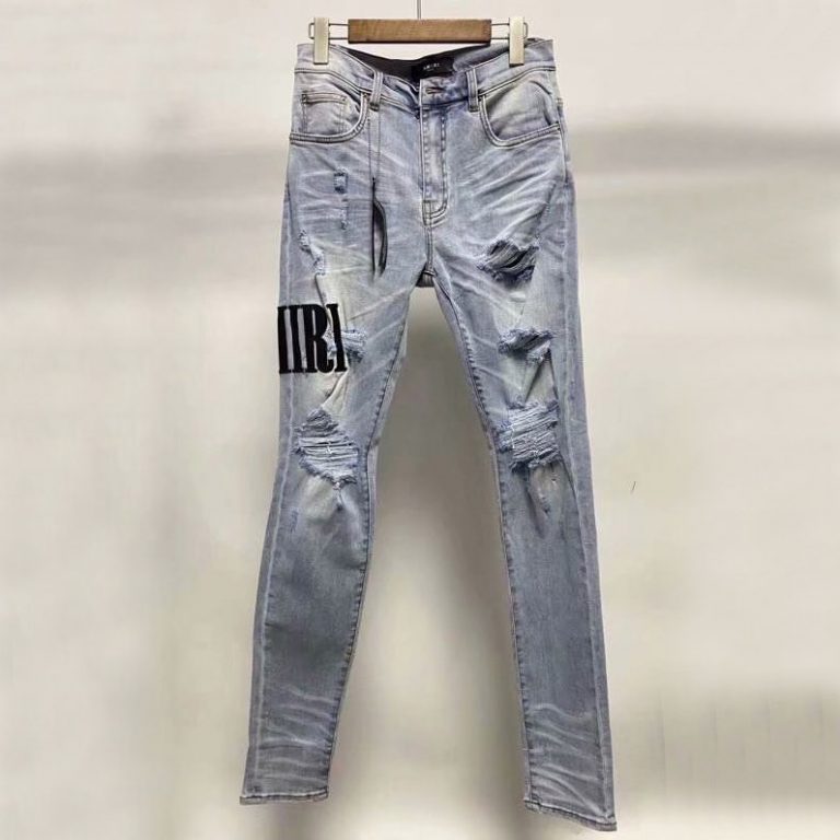 Buy Replica Amiri Logo Embroidered Skinny Jeans In Blue - Buy Designer