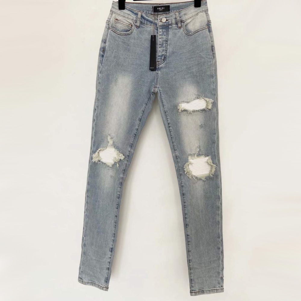 Buy Replica Amiri Mx1 Distressed Skinny Jeans White Blue - Buy Designer ...