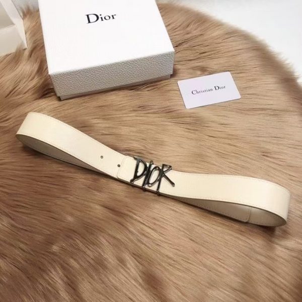 Buy Replica Dior 35mm Reversible Belt White with Silver Dior Buckle 513 ...