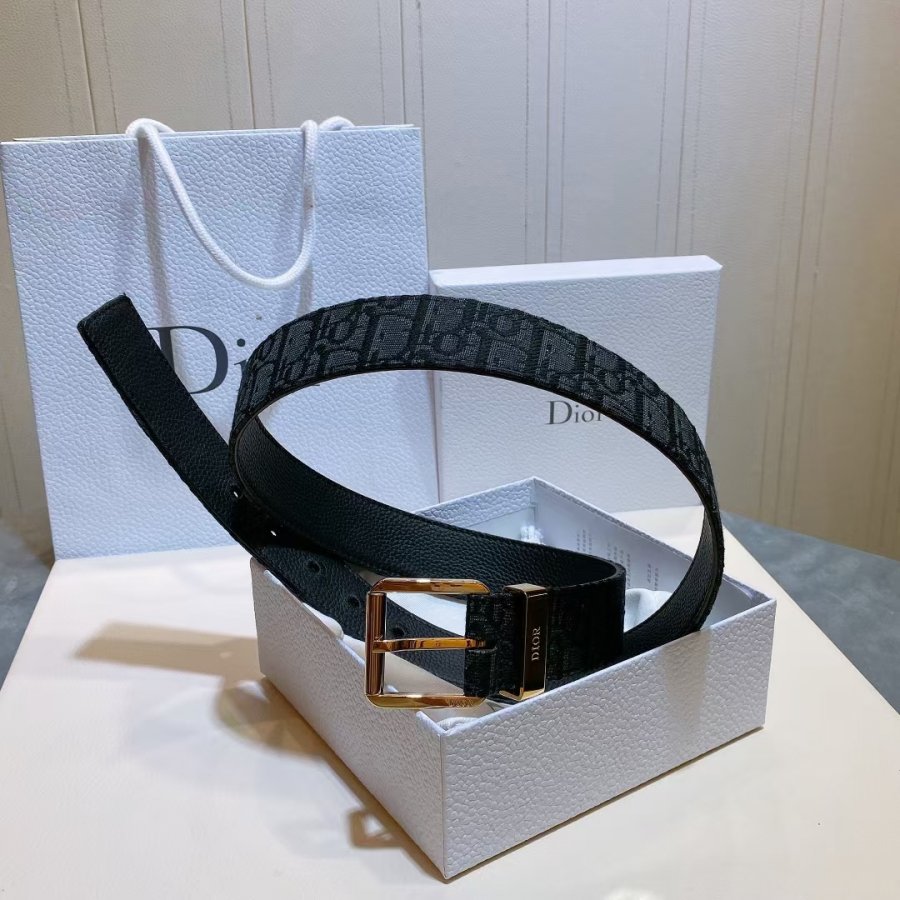 Buy Replica Dior 35mm Belt Black Dior Oblique Jacquard with Gold Buckle ...
