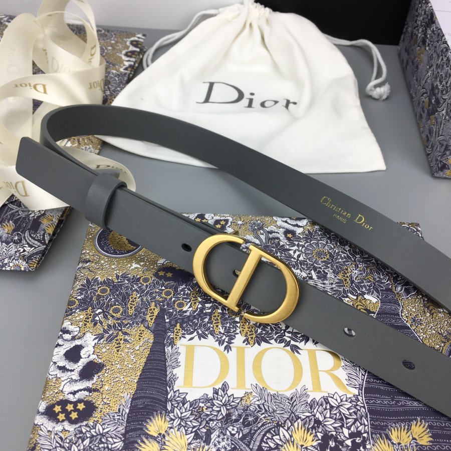 Buy Replica Dior 20mm Montaigne Belt Gray leather with Gold Buckle 522 ...