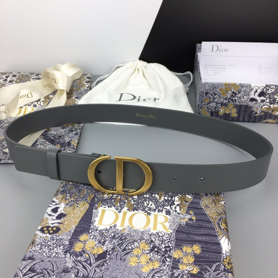 Buy Replica Dior 30mm Montaigne Belt Gray leather with Gold Buckle 526 ...