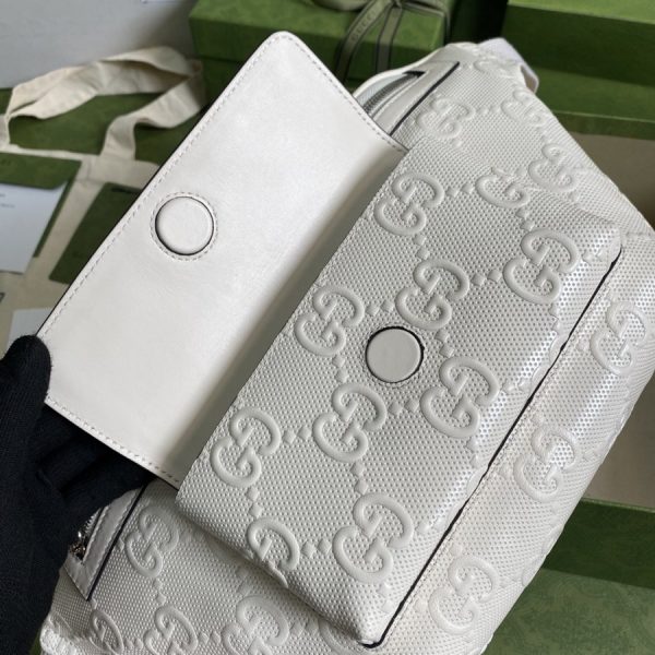 Buy Replica Gucci GG embossed belt bag 645093 White leather 097 - Buy ...