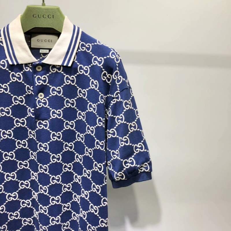 Buy Replica Gucci GG Stretch Polo Shirt In Blue - Buy Designer Bags ...