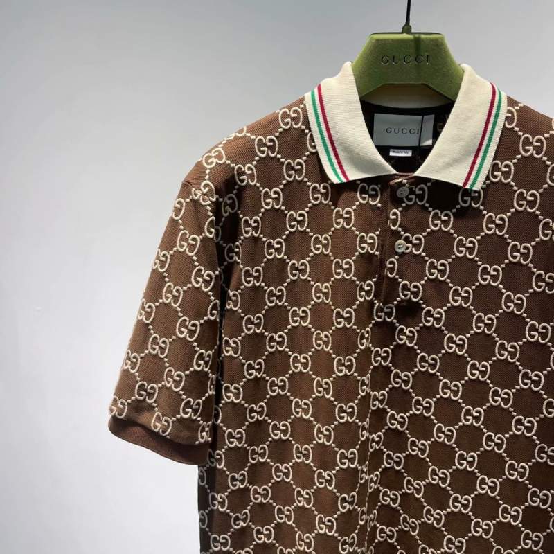 Buy Replica Gucci GG Stretch Polo Shirt In Brown - Buy Designer Bags ...