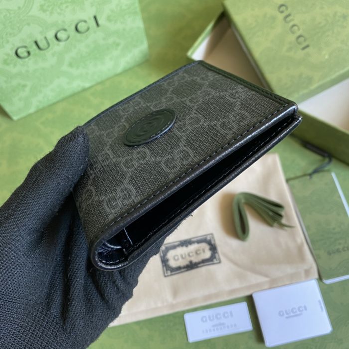Buy Replica Gucci Wallet with Interlocking G 671652 Black GG Supreme ...