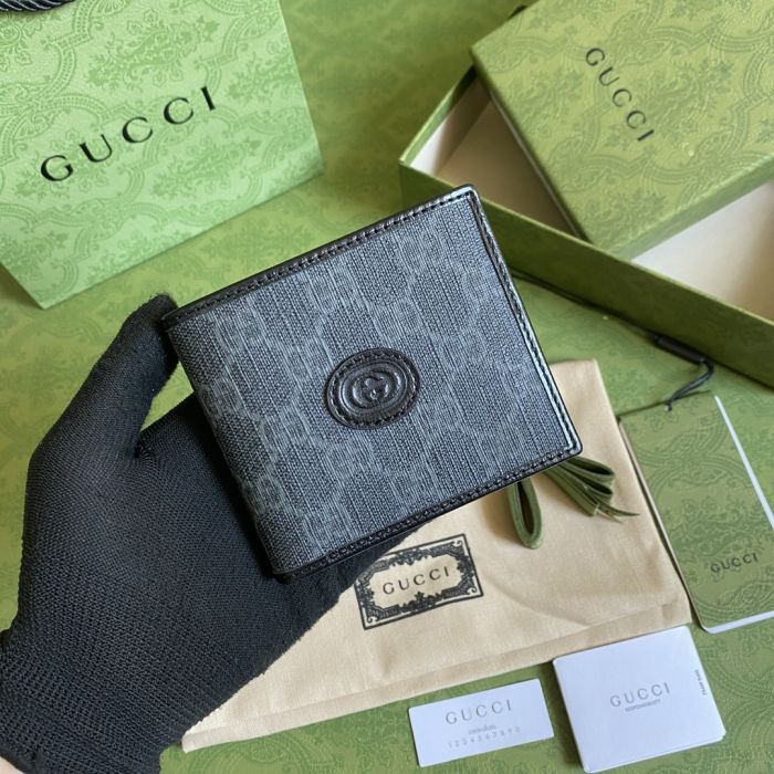 Buy Replica Gucci Wallet with Interlocking G 671652 Black GG Supreme ...