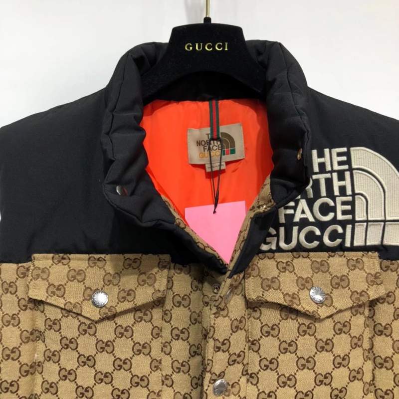 Buy Replica The North Face x Gucci Puffer GG Logo Down Vest In Beige ...