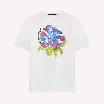 Buy Replica Louis Vuitton Printed Flower Drop Shoulders T-Shirt - Buy ...