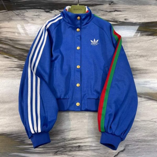 Buy Replica Gucci X Adidas Cropped Jacket In Blue - Buy Designer Bags ...