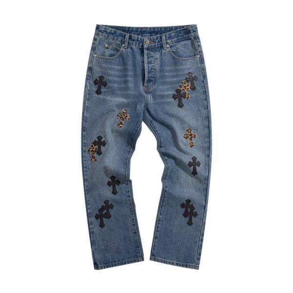 Buy Replica Chrome Hearts Levi’s Black Cross Patch Denim Jeans In Blue ...
